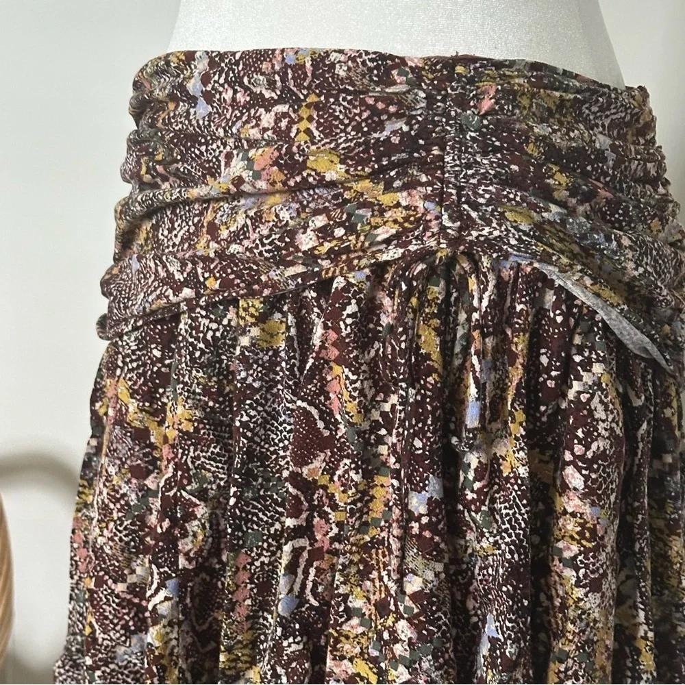 Free People Snake Print Mini Skirt Ruched Waist Size‎ 8